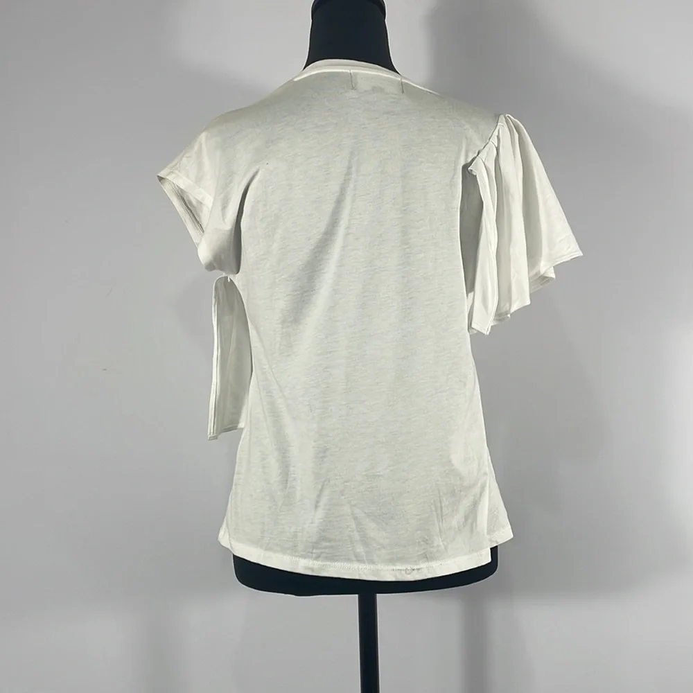 Banana Republic White T, ruffle shirt,XS, Limited Edition Couture Pima - Picture 4 of 7